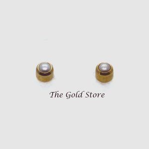 Solid Gold Genuine Pearl dainty stud earrings